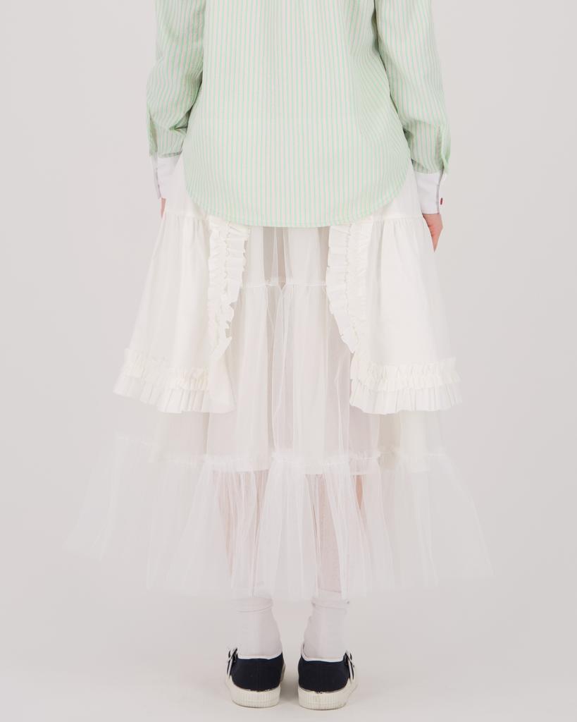 Loaegsyueol Apron Layerd Tulle Skirt_Off White