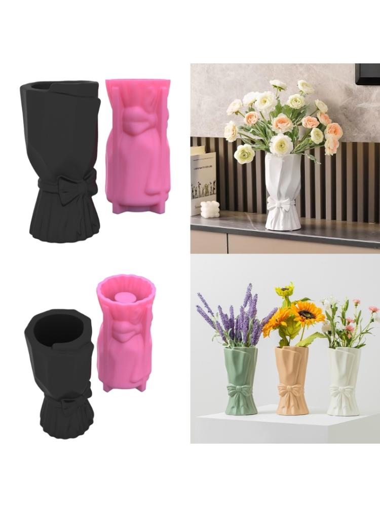Formy na květináče na vázy Bowknot Tvar na vázy Cementové formy Silikonový materiál pro ruční výrobu květináčů pro šťavnaté rostliny