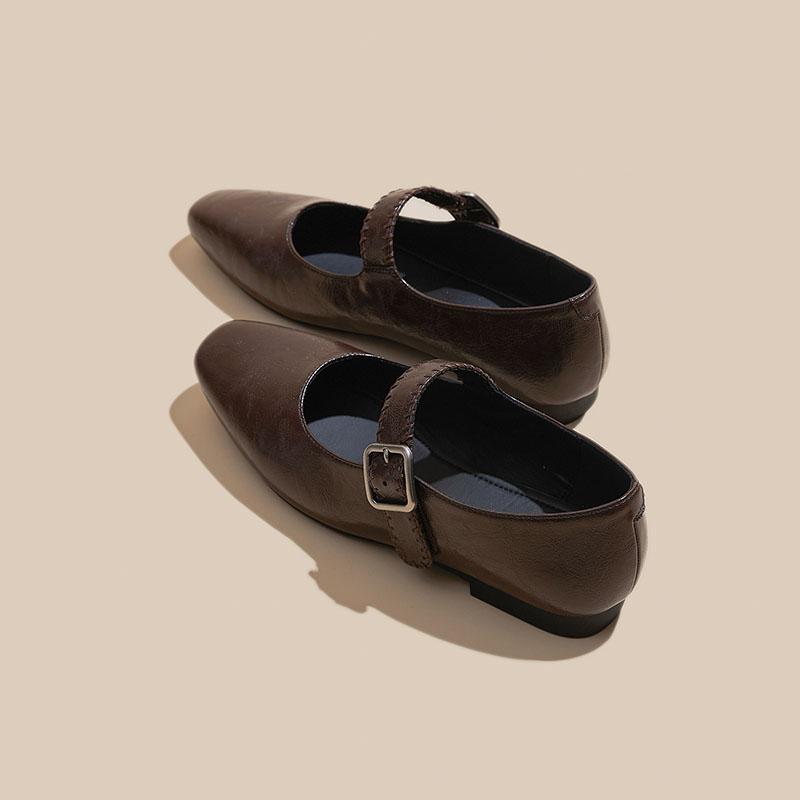 Fashion AIYUQI  2025 New Women's Flat Mary Janes Retro Leather Lace-Up Shoes Women Loafers Large-Size Pumps Female Ballet Flats