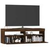 Moderner TV-Schrank Im Vintage-Stil Mit LED-Licht Außenansicht Aus Brauner Eiche 120x35x40 Cm