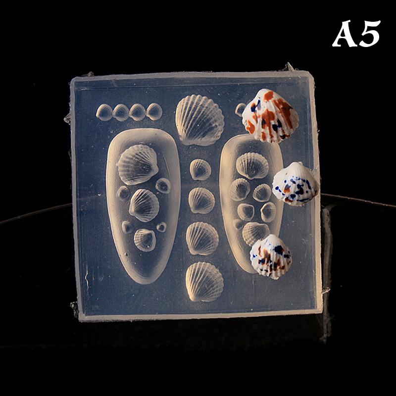 Silikonová forma na modelování nehtů Oceánský styl Mušle Hlemýžď Hvězdice 3D razítkovací destička Šablony na nehty DIY UV gel Manikúrní nástroje Nail Art