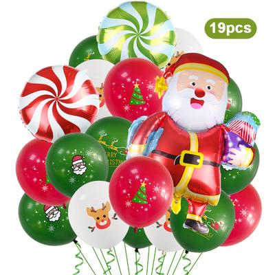 Red And Green Confetti Ball Christmas Decorative Balloon Christmas Party Decorative Aluminum Film Balloon Set