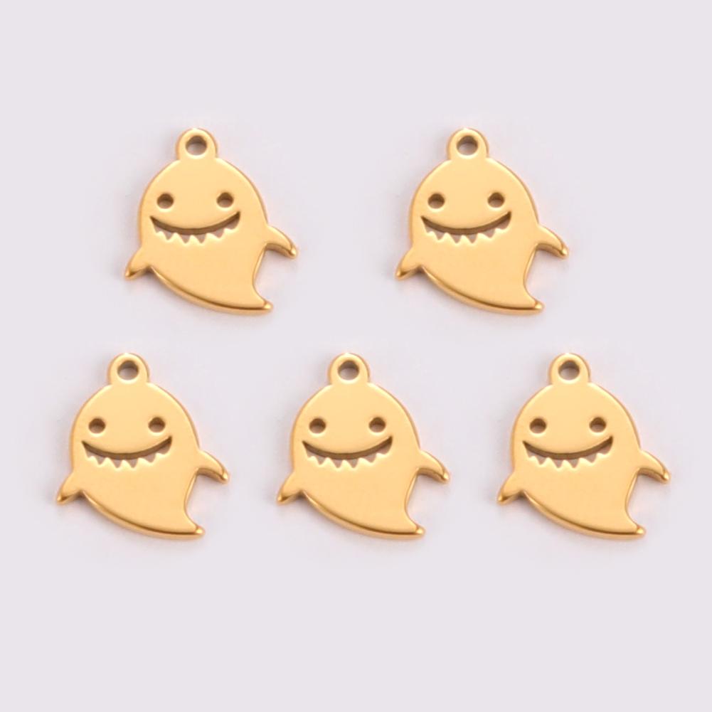 Teamer 5pcs/lot Stainless Steel Charms for Jewelry Making DIY Halloween Pendant for Bracelet Ghost Bell Trees Charm 2026 new