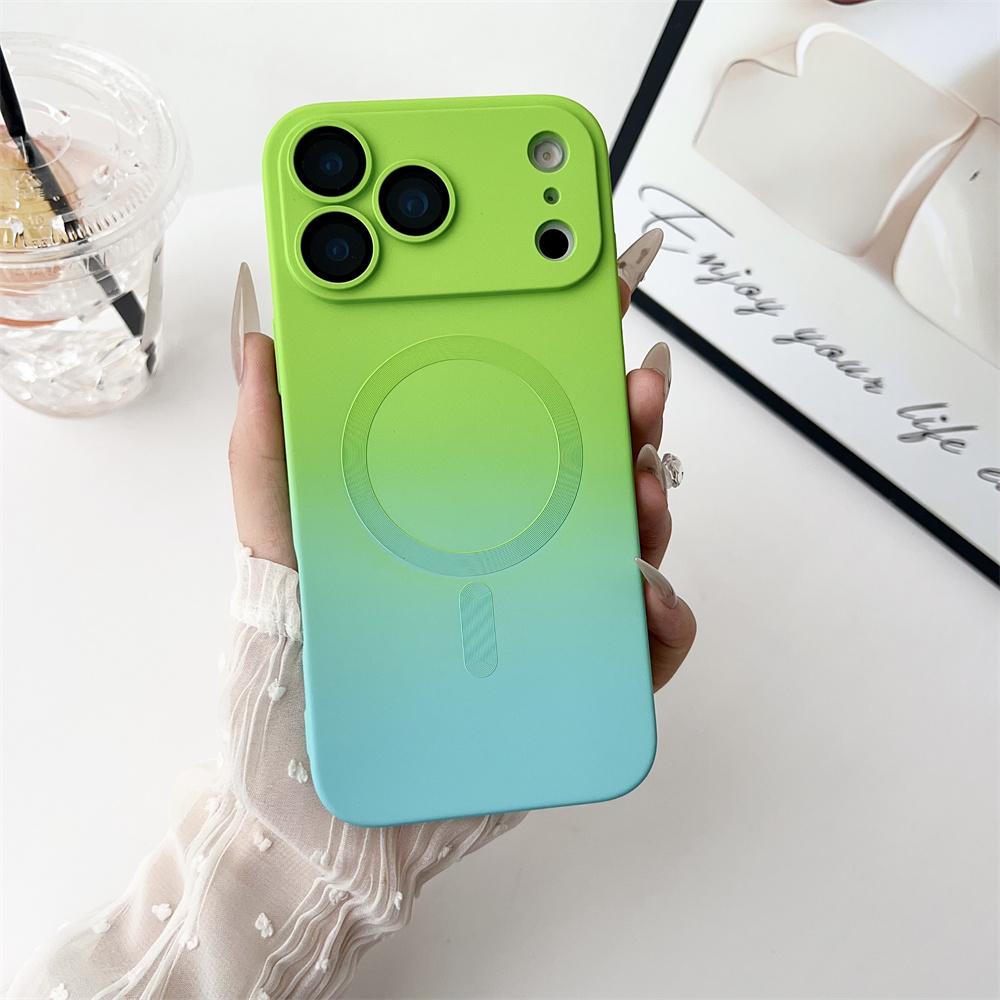 Magnetic Gradient Color Phone Case For iPhone 17 16 15 14 Plus 13 12 11 Pro Max For Magsafe Wireless Charge Soft Silicone Cover