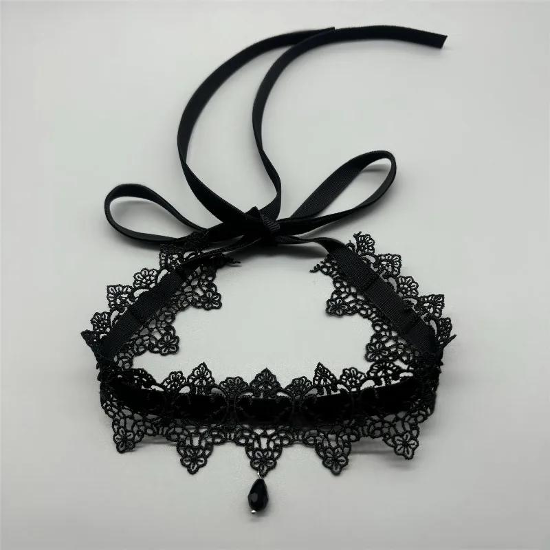 Gothic Lace Necklace, Victorian Velvet Collar with Water Droplet Pendant, Elegant and Suitable for Women's Party Accessories