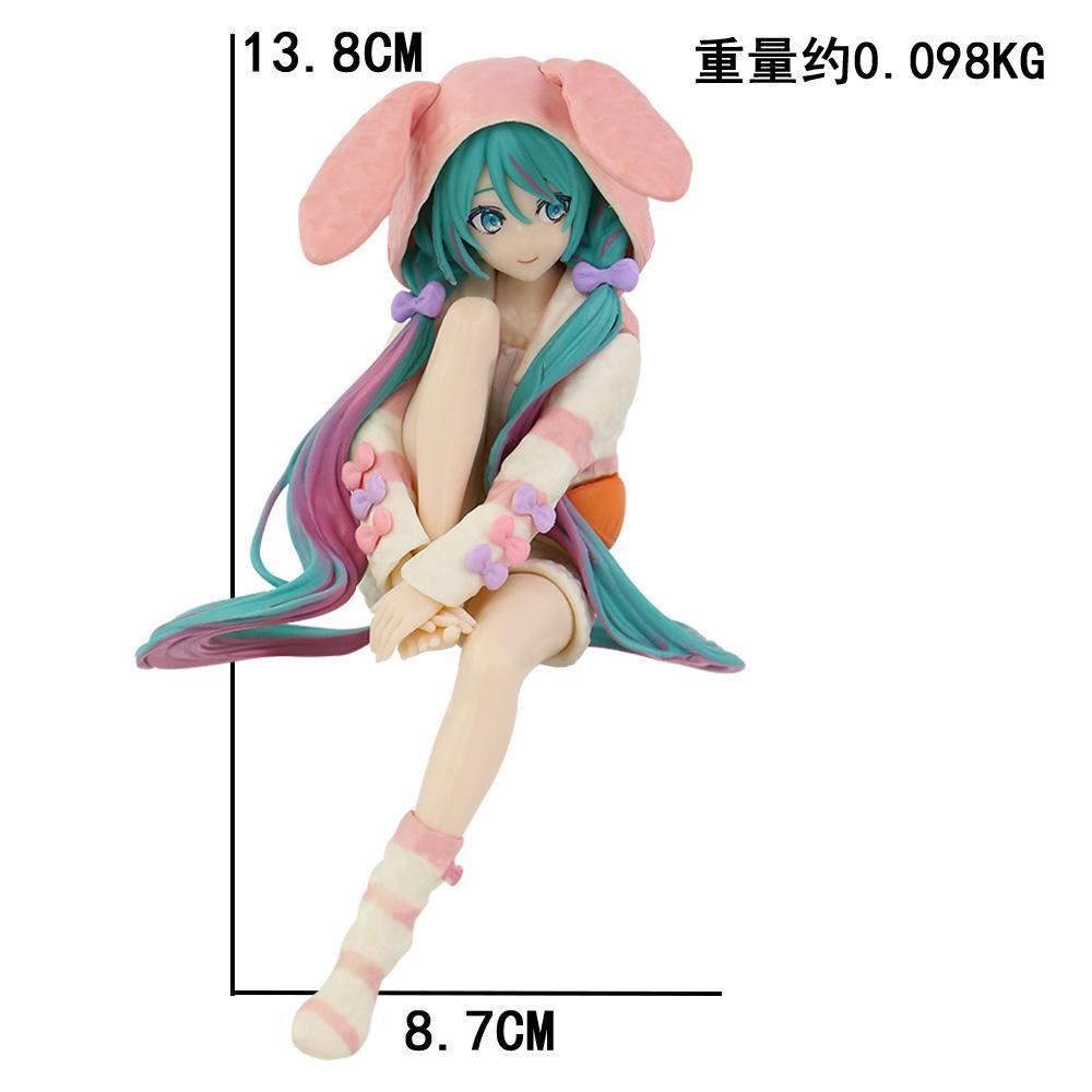 14cm Hatsune Miku Anime Anime Action Figure Rabbit Ear Pajamas Model Toy Toy PVC Collection Ornaments Decoration Gifts