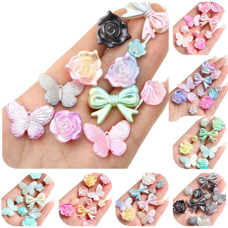 20g/pose Super Flott Kremgradient Rose Sløyfe Perlebesatt DIY Armbånd Halskjede Dekorative Håndtilbehør