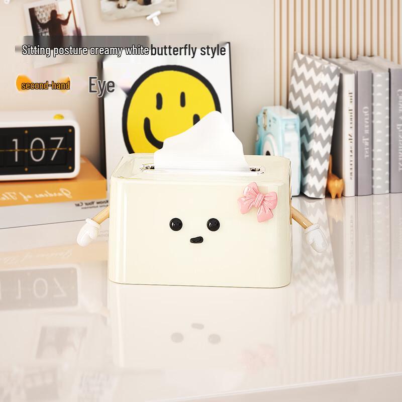 Cute Cream White Bowknot Tissue Box