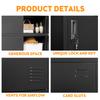 6-Door Metal Cabinets for Office, Gym, School & Home - Secure Storage Cabinet with Card Slot (Black). H 100 cm × B 90 cm × T 40 cm