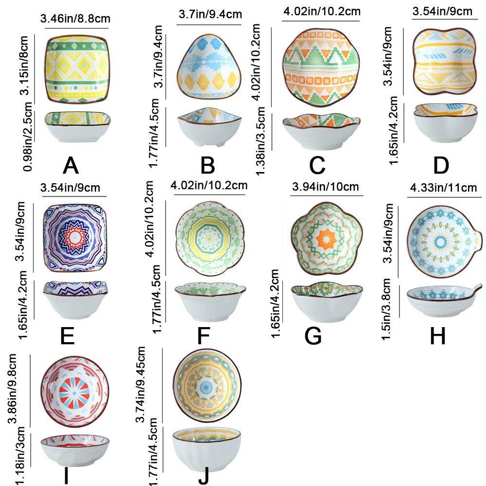 Bohemian Style Dipping Sauce Dish Underglaze Color Seasoning Dish Soy Sauce Vinegar Dish Household