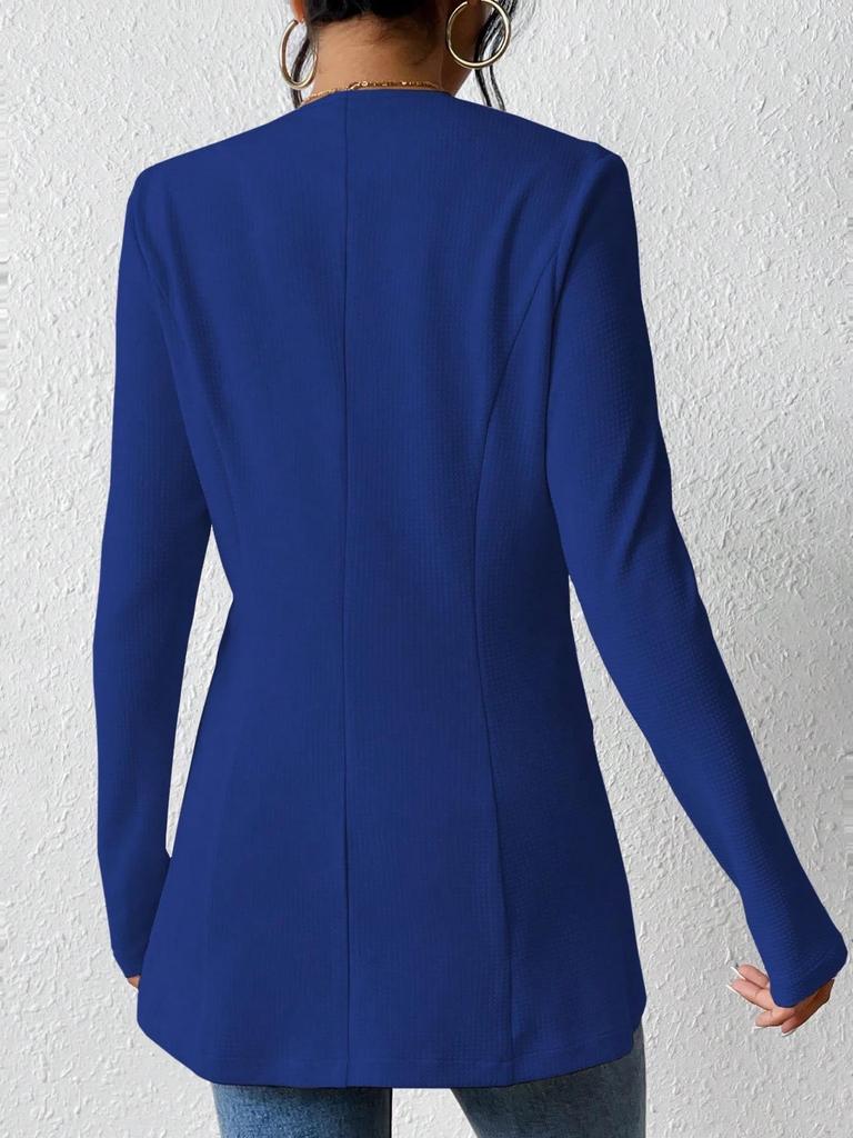 2025 European & American Korean V-neck Long Sleeve Solid Color Blazer