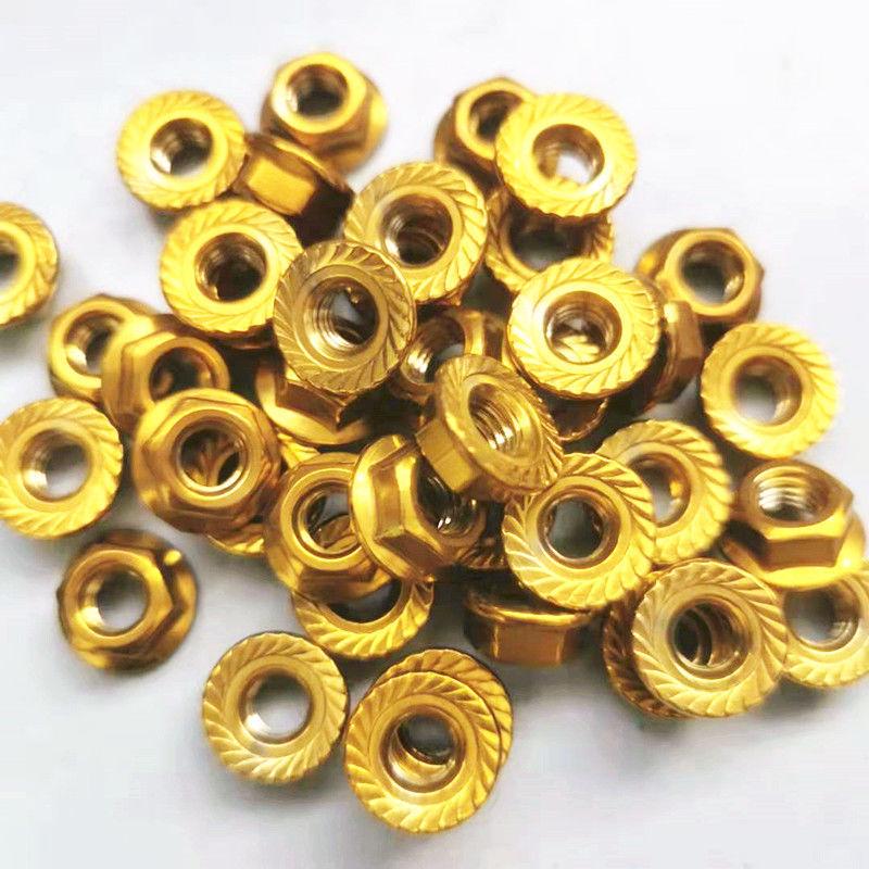 304 Stainless Steel M6/M8 Burnt Titanium Gold Electroplated Iridescent Hex Flange Cap Screws for Electric Motorcycles