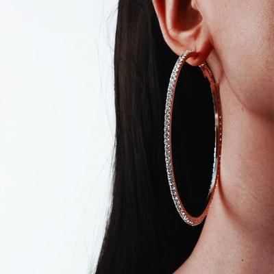 Flash Diamond 7CM Large Circle Earrings, Earrings, Geometric Round Earrings.