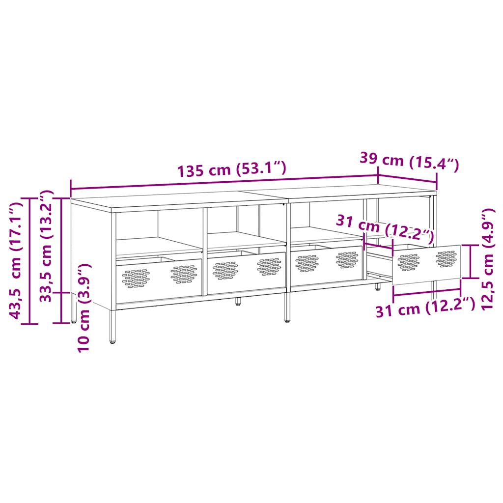 TV Stand Mustard Yellow 135 X 39 X 43.5 Cm Cold Rolled Steel
