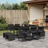 Vidaxl 11-Cz. Garden Furniture Set, With Cushions, Black PE Rattan