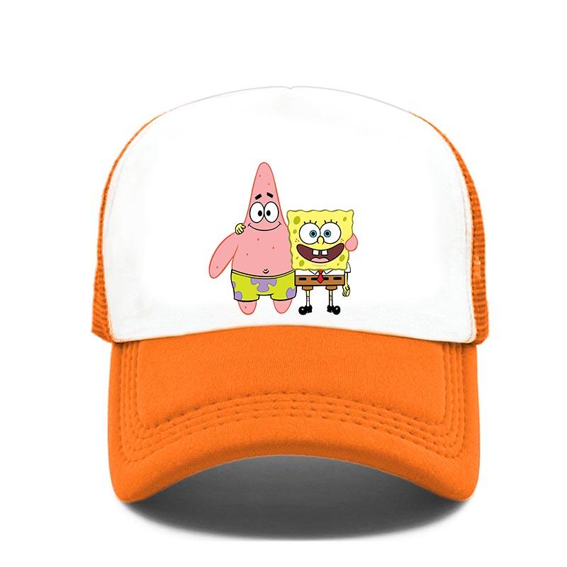 Fashion Cute SpongeBobs Print Baseball Cap Cartoon Men Women Summer Sun Mesh Hat Anime Adjustbale Sunshade Golf Cap Trucker Hat