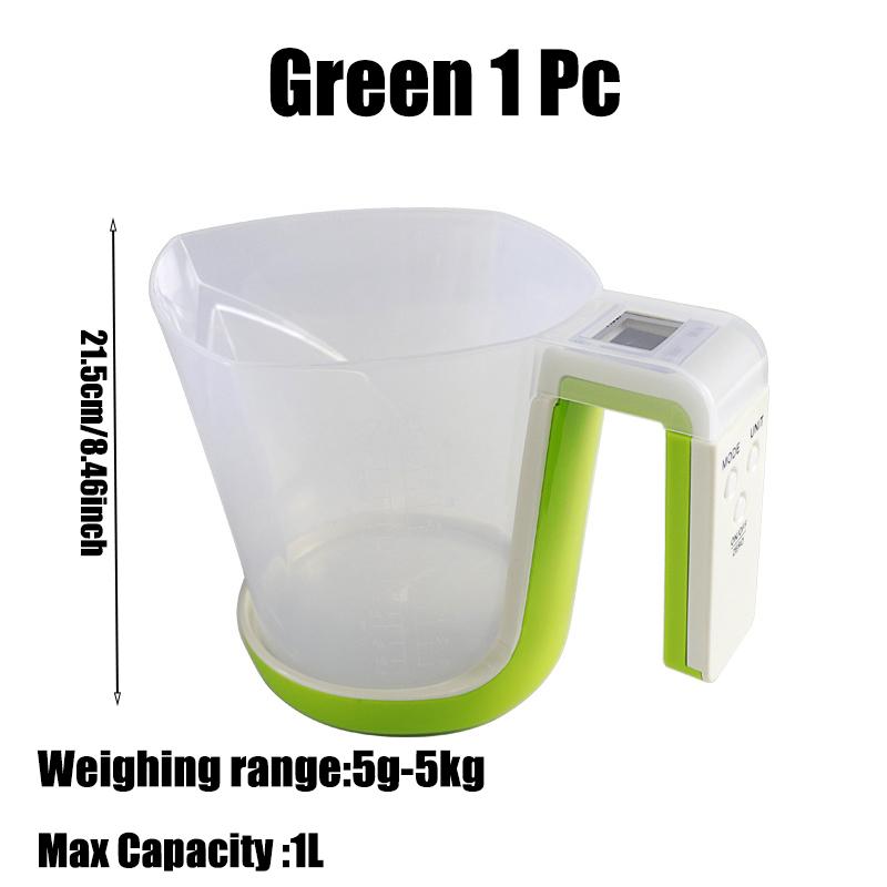 

Кухонные весы с ЖК-дисплеем Цифровой стакан Электронный инструмент Hostweigh Мерный стакан Температура Вес Измерение стаканов зелёный