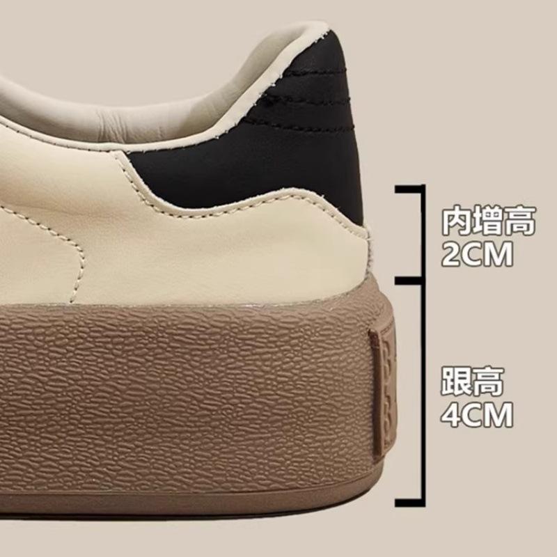 Sneakers platform casual board shoes women's 2025 spring and summer new leather versatile height increase soft sole German training shoes women's