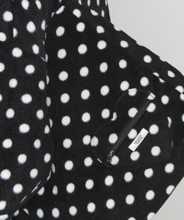 Ronron Dot Fleece Tote Bag Black