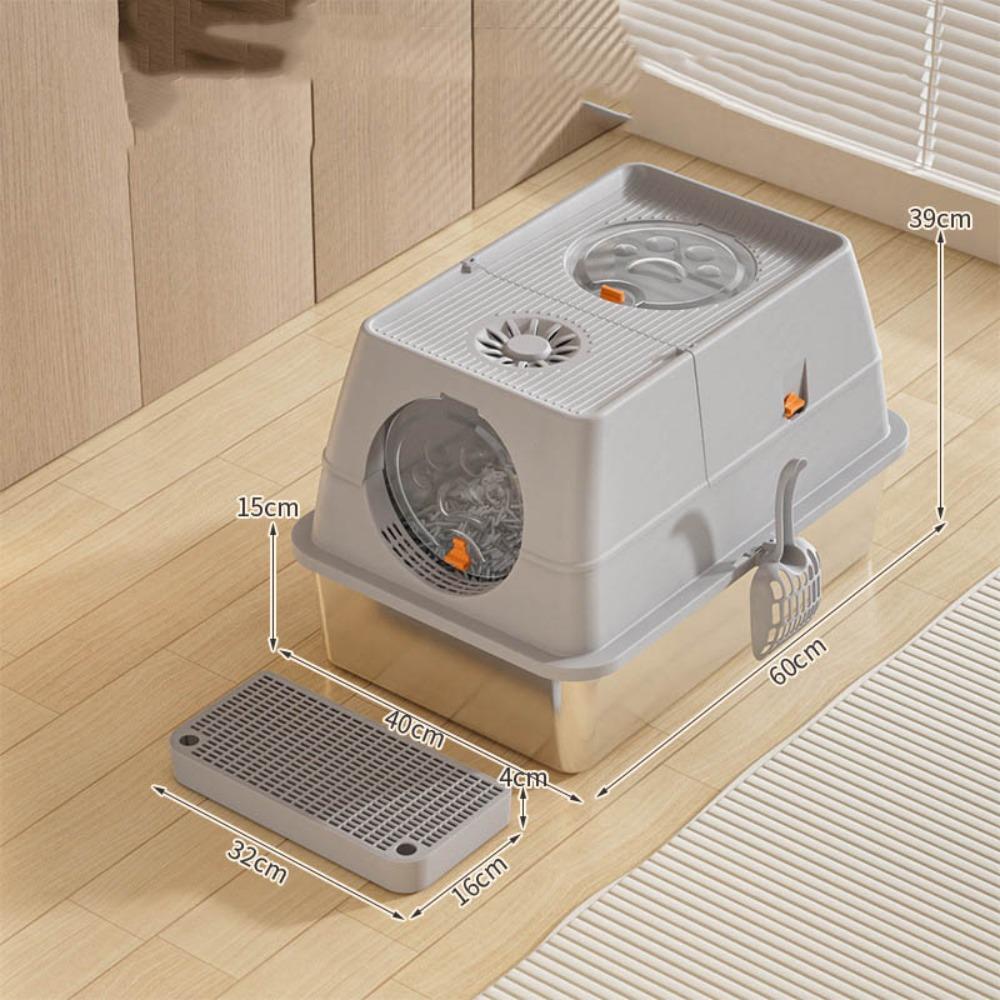 Stainless Steel Cat Bedpans Anti-splash Cover Cat potty New Cat Litter Box  Pet Supplies