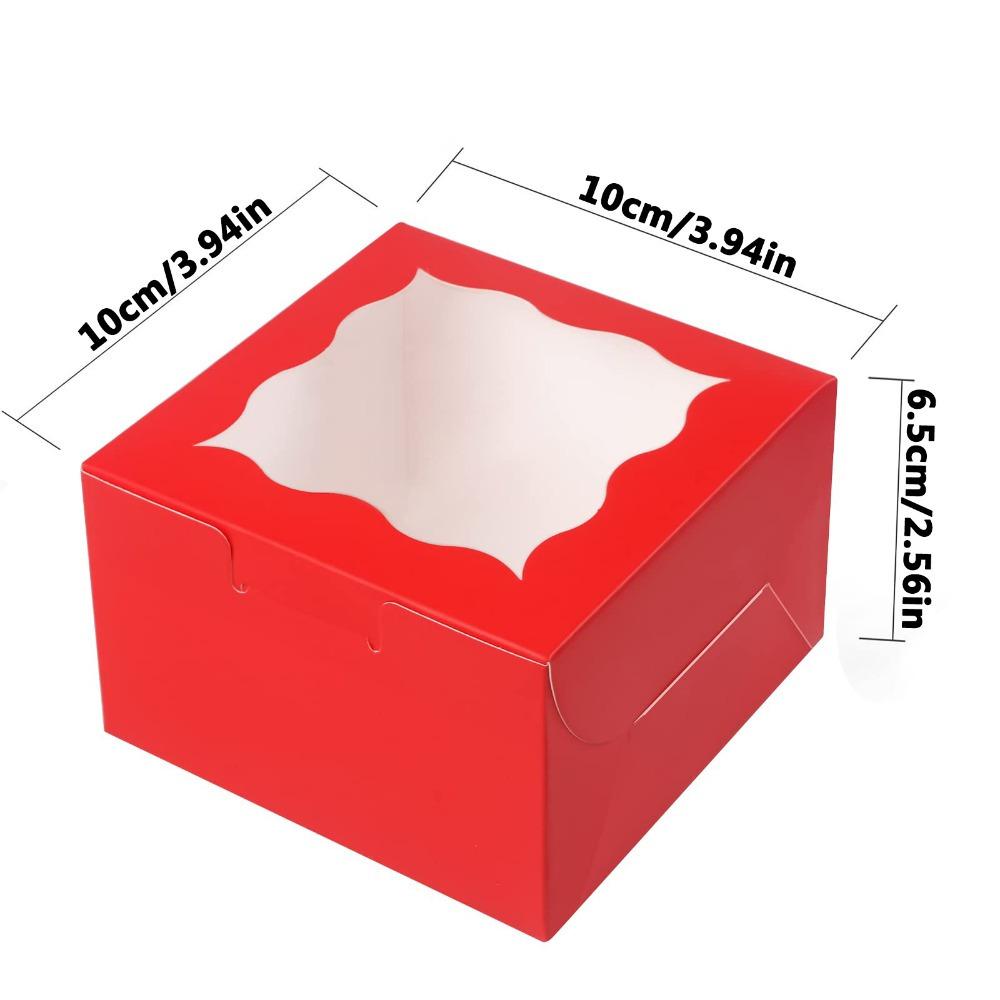 10pcs Treat Boxes with Window Gift Box with Tag and Rope Kraft Paper Red Gift Packing Box for Easter Weddings Parties Soap DIY
