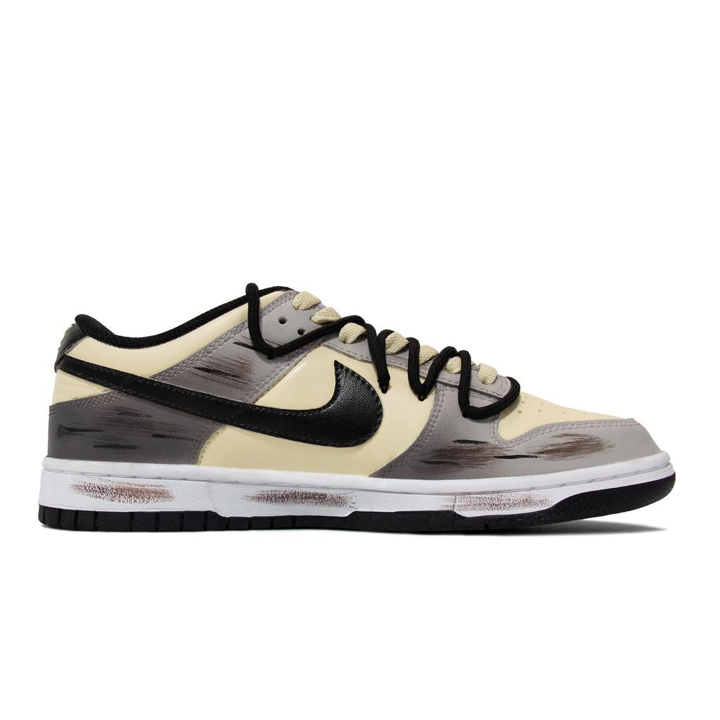 Nike Dunk Walking Planet, Ashen Ruins Slip Resistant Low top Skateboard Shoes Men's Black Gray Yellow DD1391-100(Team1492-)