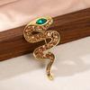 Zodiac Snake High-end Retro Animal Crystal Snake Accessories Brooch