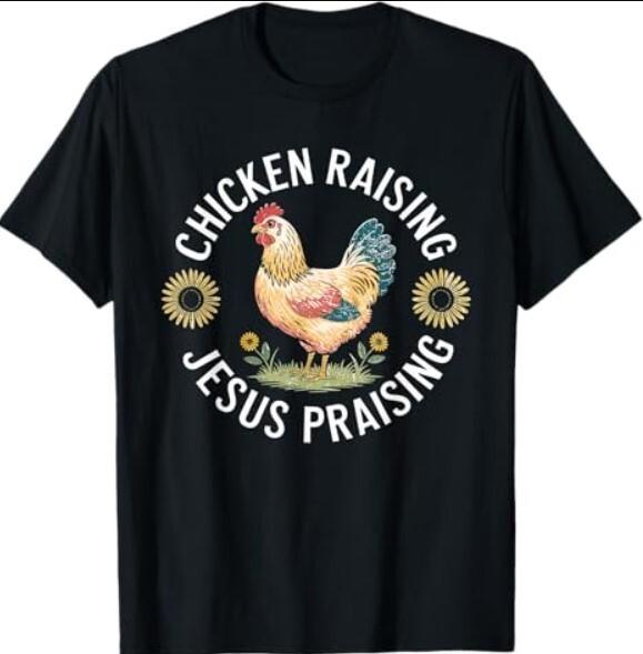 Retro Vintage Chicken Raising Jesus Praising T-Shirt S