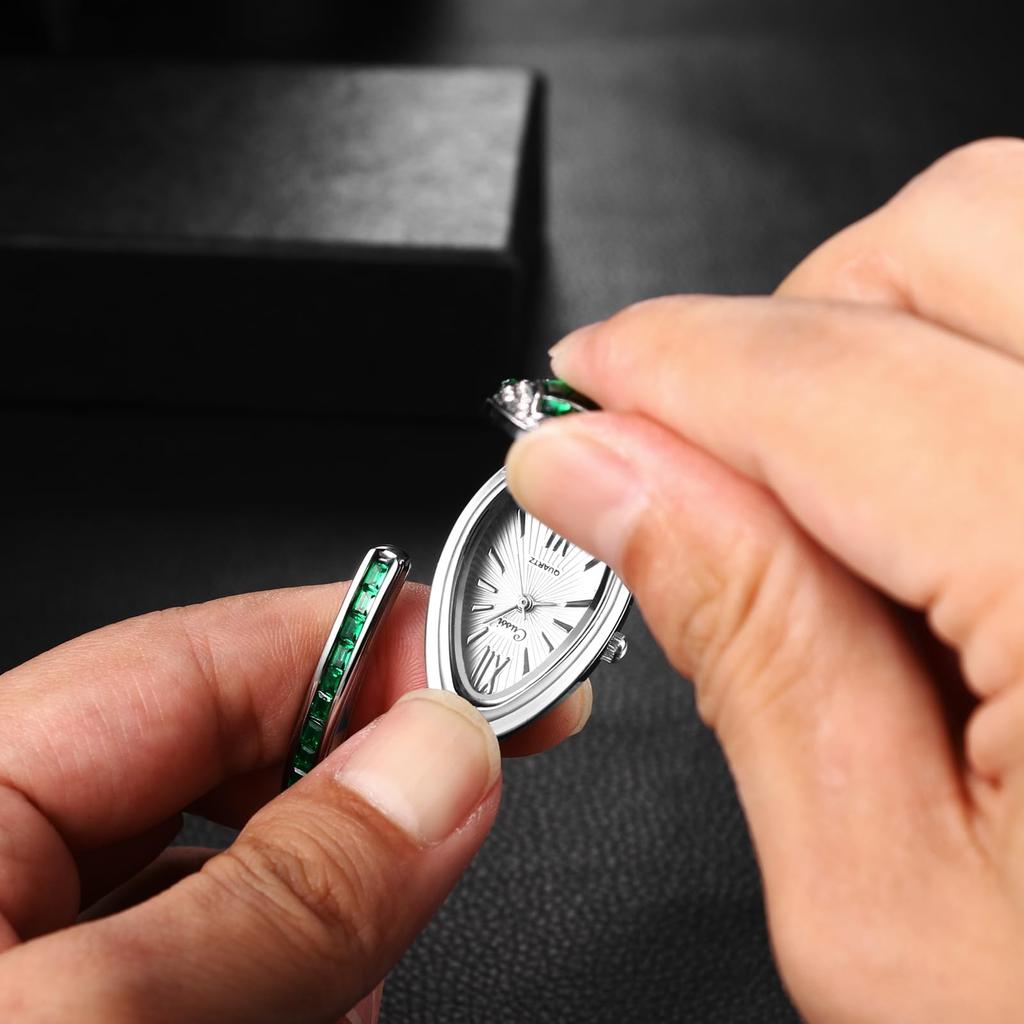 Crystal Bangle Watch with Waterproof Analog Diamond Popular Green Fashion Watch Perfect Gift for White and Christmas Women's Accent Display,