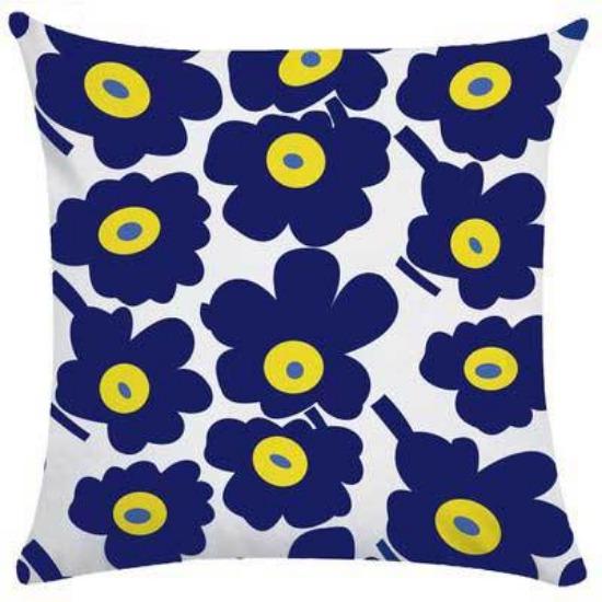 Nordic Pillow Ins Light Luxury Style Pillow Case Retro Art Abstract Blue Pillow Flower Sofa Backrest