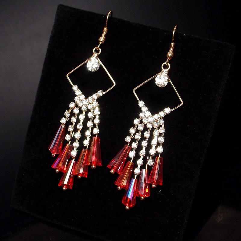 Star Shine Luxury Crystal Earrings Fashion Gala High-end Diamond Earrings Tassel Temperament Earrings