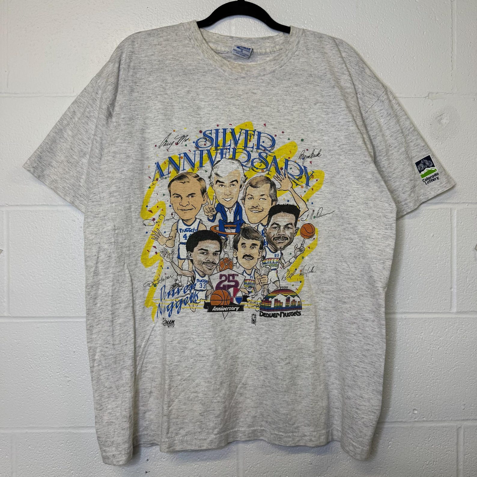 90s Denver Nuggets 25th Anniversary Caricature T shirt Sz XL (B2813) M