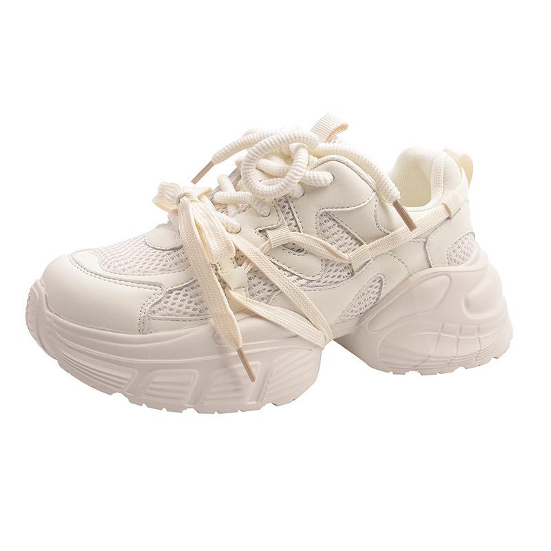 Popular Versatile Thick-soled Dad Shoes for Women and Small People Increase In Height 2025 New Summer Breathable Mesh Casual Sports Shoes