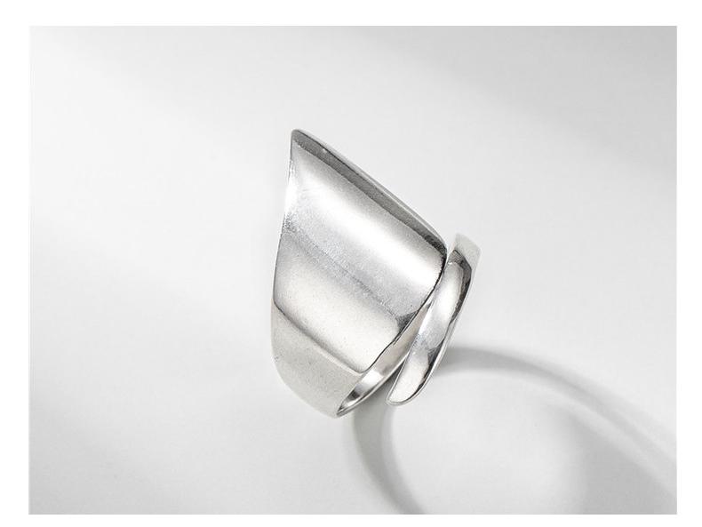 Irregular Polished S925 Sterling Silver Thumb & Index Ring for Women