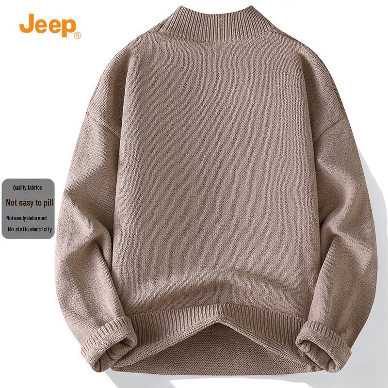 JEEP Men's Half-High Collar Long Sleeve Knit Sweater