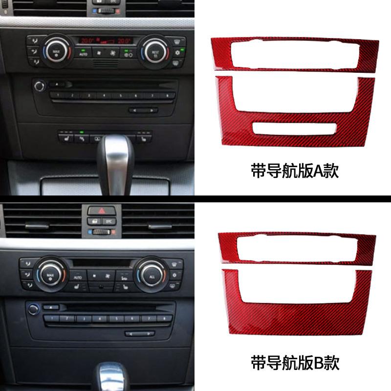 for BMW 3 Series e90 interior modification E92 center console air conditioner cd panel carbon fiber red decorative stickers