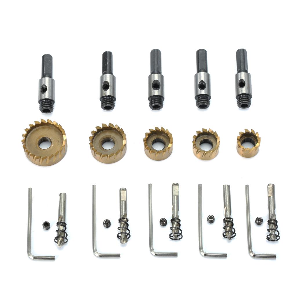 5pcs 16/18.5/20/25/30mm HSS 6542 Titanium Coated Hole Saw Tooth HSS Hole Saw Cutter Drill Bit Set