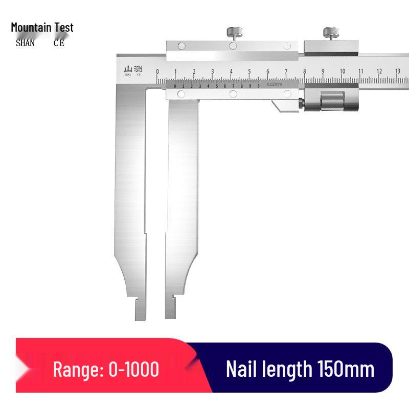 Mountain Measurement High-Precision Vernier Caliper, 300mm Range, Stainless Steel, Extended Double-Edged Jaws