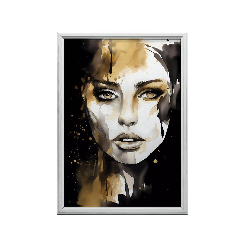Portret Kobiety - Czerń I Złoto Portret Kobiety - Czerń I Złoto, 50X70 Cm, Bez Ramy, Płótno Premium Na Blejtramie
