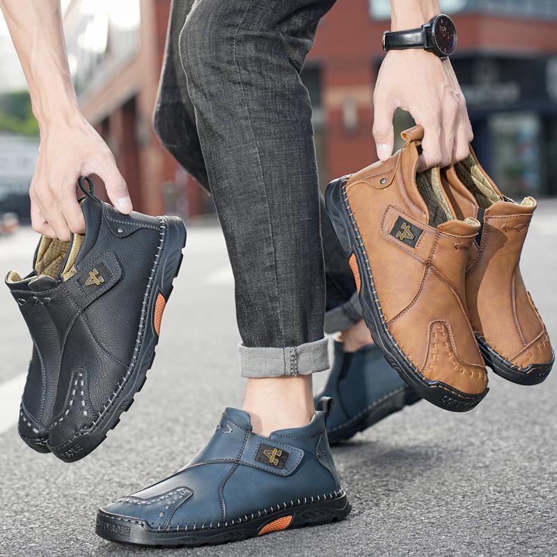 2024 New Natural Leather Men Casual Shoes Fashion Elegant Luxury Classic Spring Autumn Top Quality Outdoor Leisure Hiking Shoes
