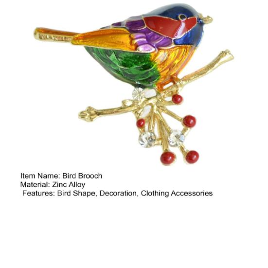 Enamel Colorful Bird Faux Brooch Bird Alloy Crystal Branch Lapel Pin Sweater