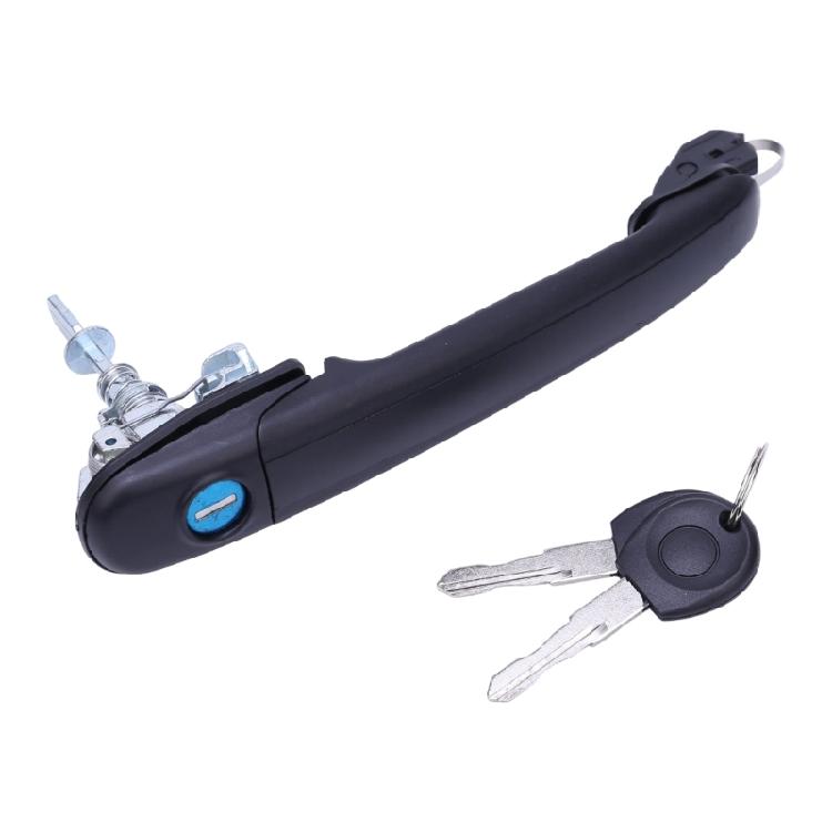 Black Exterior Vehicle Door Handle Assembly with Bolt-On Installation, Engineering-Plastic Construction and Integrated Lock Component 6N0837207