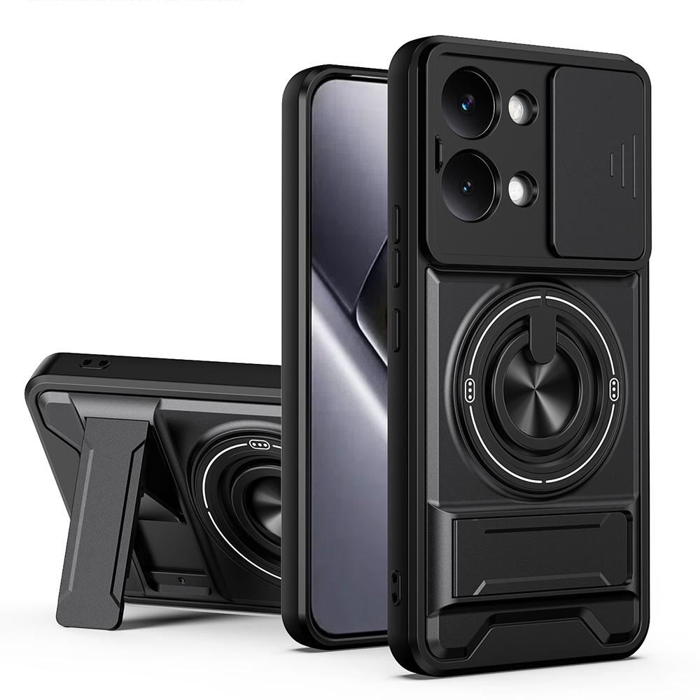 KEYSION Magnetic Phone Case for Xiaomi POCO X8 Pro Max Slide Camera Protection Upright Kickstand 360° Ring Shockproof Back Cover