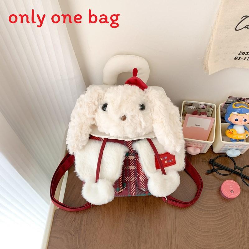 Plush Dog Pattern Mini Backpack With Flap Closure For Casual Day Out
