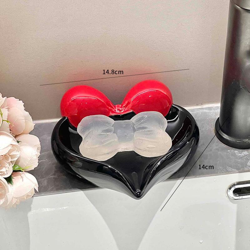 

Керамічна мильниця в стилі світлої розкоші, конструкція без отворів для зливу, корисні речі для дому, зберігання мила у ванній кімнаті Bow tie