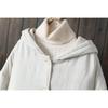 2025 Fall/Winter Plus Size Cotton Linen Hooded Mid-Length Coat - Thick Warm Artistic Outerwear
