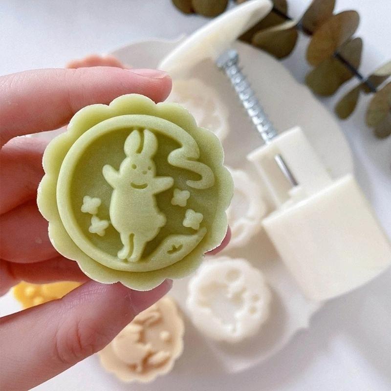 Handmade 3D Rabbit Cake Mold, Reusable and Multi-Purpose Mooncake Mould for Festival Decoration 50g