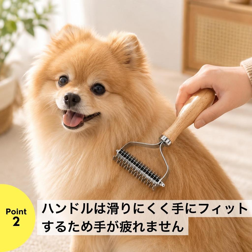 Pet for Dogs and Hair Tangle Shedding Stainless Suitable for Long and Short Size NYANDELMO Double-sided Comb, 1pc, Cats, Remover, Brush, Steel, Hair,