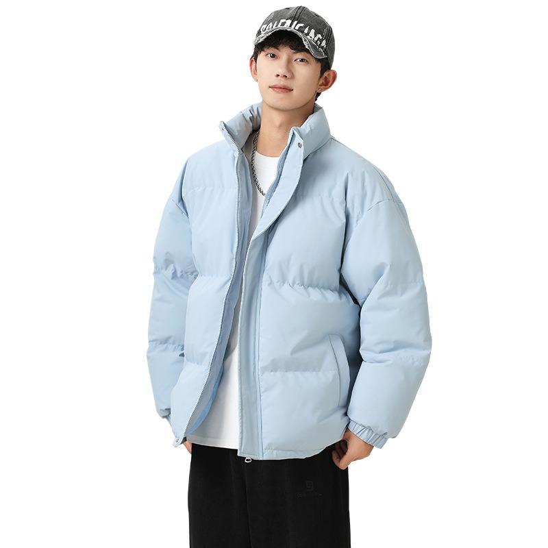

New windproof and cold tide brand simple stand-up collar cotton-padded clothes casual thickened warm bread clothes jacket cotton-padded clothes 3XL синий