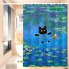 Claude Monet Artworks Interesting Cute Black Cat Simple Shower Curtain Bathroom Shower Curtain Easy To Clean Scrub Polyester